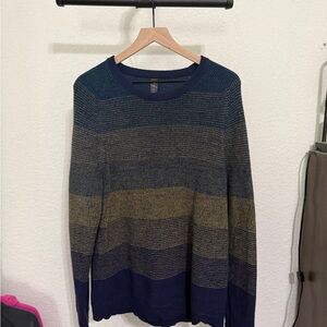 Lululemon Striped Navy and Tan Men's Sweater